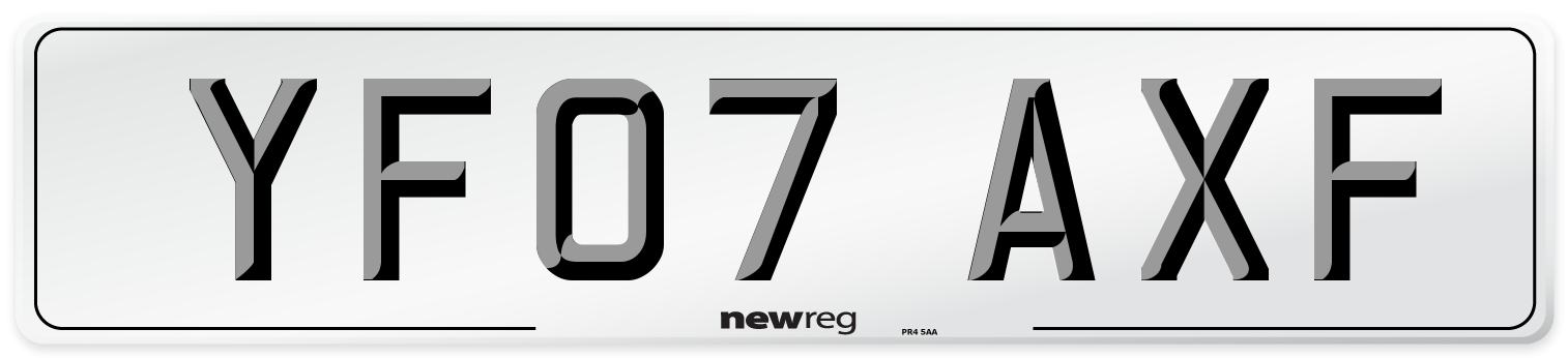 YF07 AXF Number Plate from New Reg